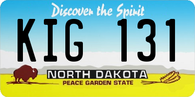 ND license plate KIG131
