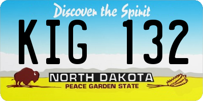 ND license plate KIG132