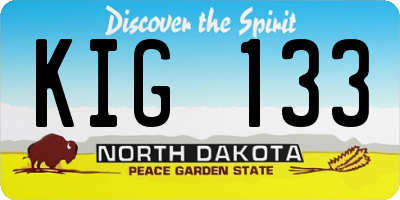ND license plate KIG133