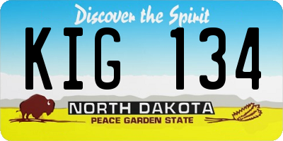 ND license plate KIG134