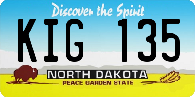 ND license plate KIG135