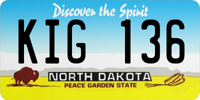 ND license plate KIG136