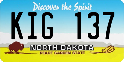 ND license plate KIG137