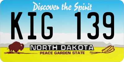 ND license plate KIG139