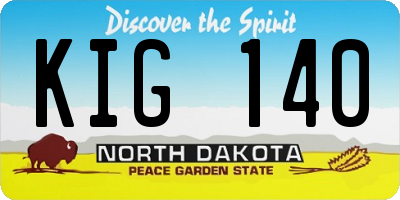 ND license plate KIG140