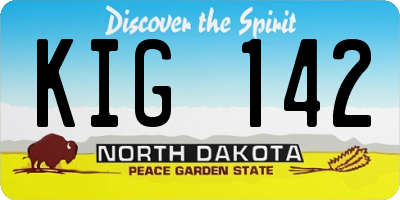 ND license plate KIG142