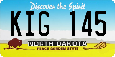 ND license plate KIG145