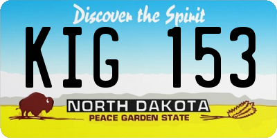 ND license plate KIG153