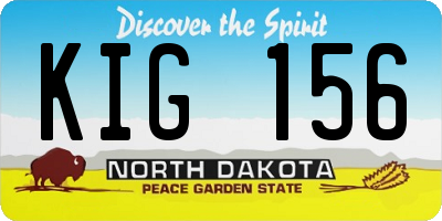 ND license plate KIG156