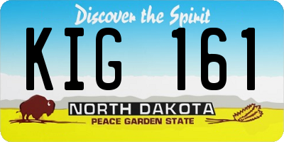 ND license plate KIG161