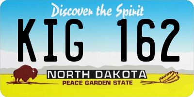 ND license plate KIG162