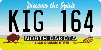 ND license plate KIG164