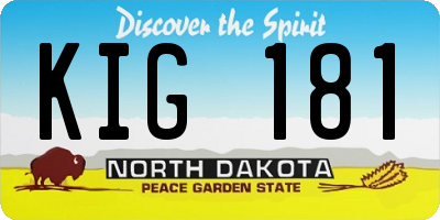 ND license plate KIG181