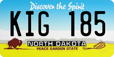 ND license plate KIG185