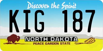 ND license plate KIG187