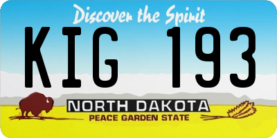 ND license plate KIG193