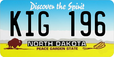 ND license plate KIG196