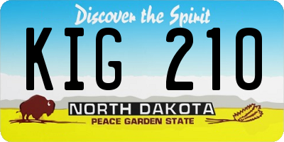 ND license plate KIG210