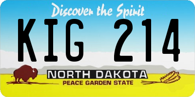 ND license plate KIG214