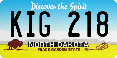ND license plate KIG218