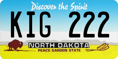 ND license plate KIG222