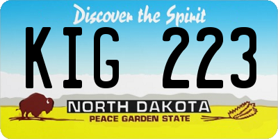 ND license plate KIG223