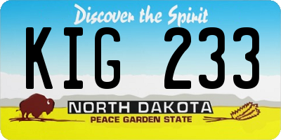 ND license plate KIG233