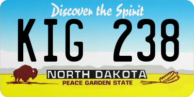 ND license plate KIG238