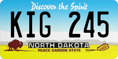 ND license plate KIG245