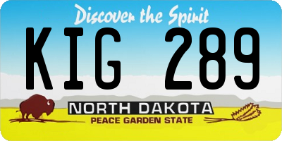 ND license plate KIG289