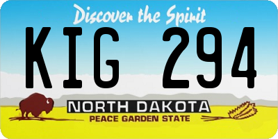 ND license plate KIG294