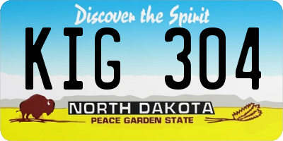 ND license plate KIG304