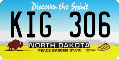 ND license plate KIG306
