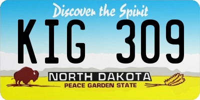 ND license plate KIG309