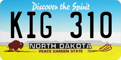 ND license plate KIG310