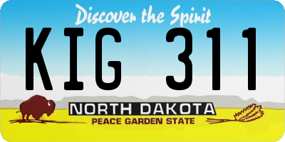 ND license plate KIG311
