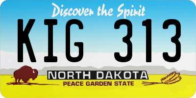 ND license plate KIG313