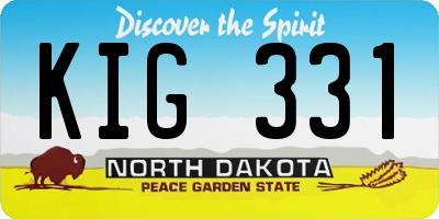 ND license plate KIG331