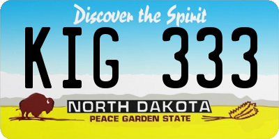 ND license plate KIG333