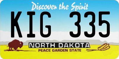 ND license plate KIG335