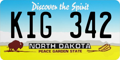 ND license plate KIG342