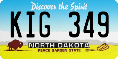 ND license plate KIG349