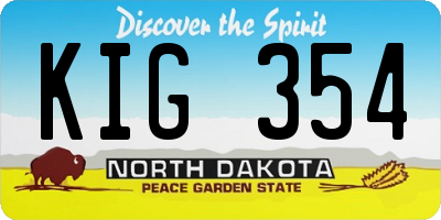 ND license plate KIG354
