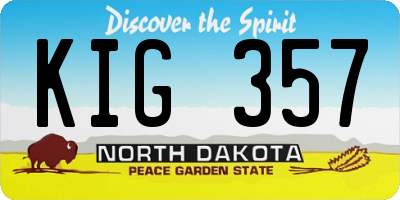 ND license plate KIG357
