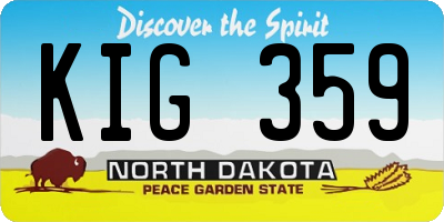ND license plate KIG359
