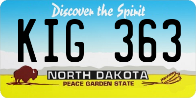 ND license plate KIG363