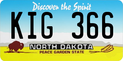 ND license plate KIG366