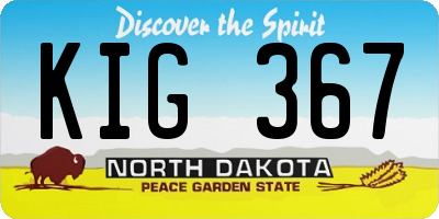 ND license plate KIG367