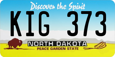 ND license plate KIG373