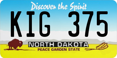 ND license plate KIG375